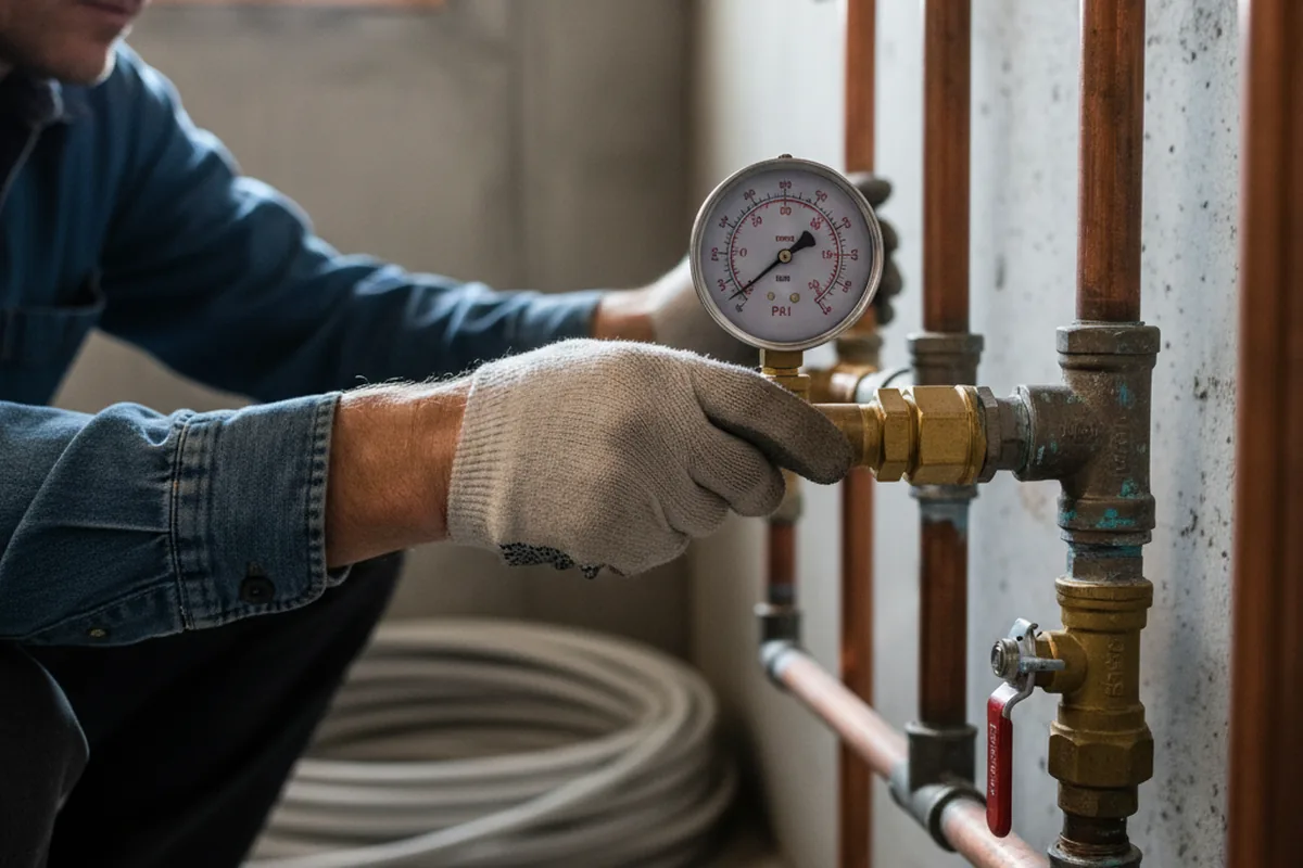 Pressure testing a repaired line during Water Line Repair in Evergreen